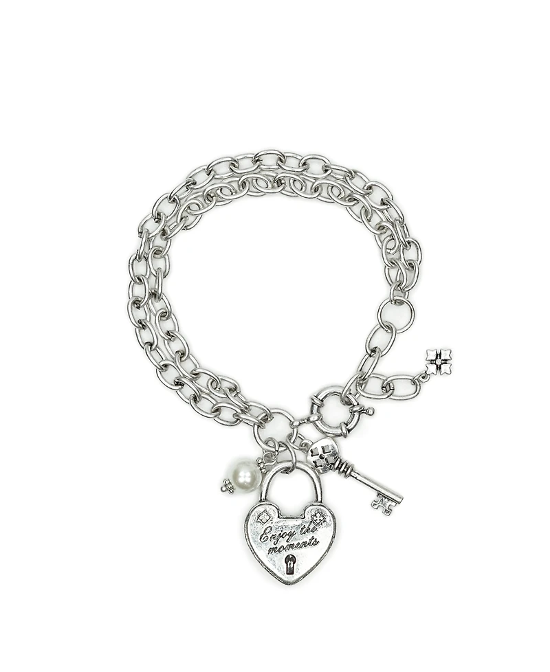 Patricia Nash Lock and Key Double Chain Bracelet