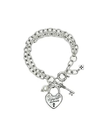 Patricia Nash Lock and Key Double Chain Bracelet