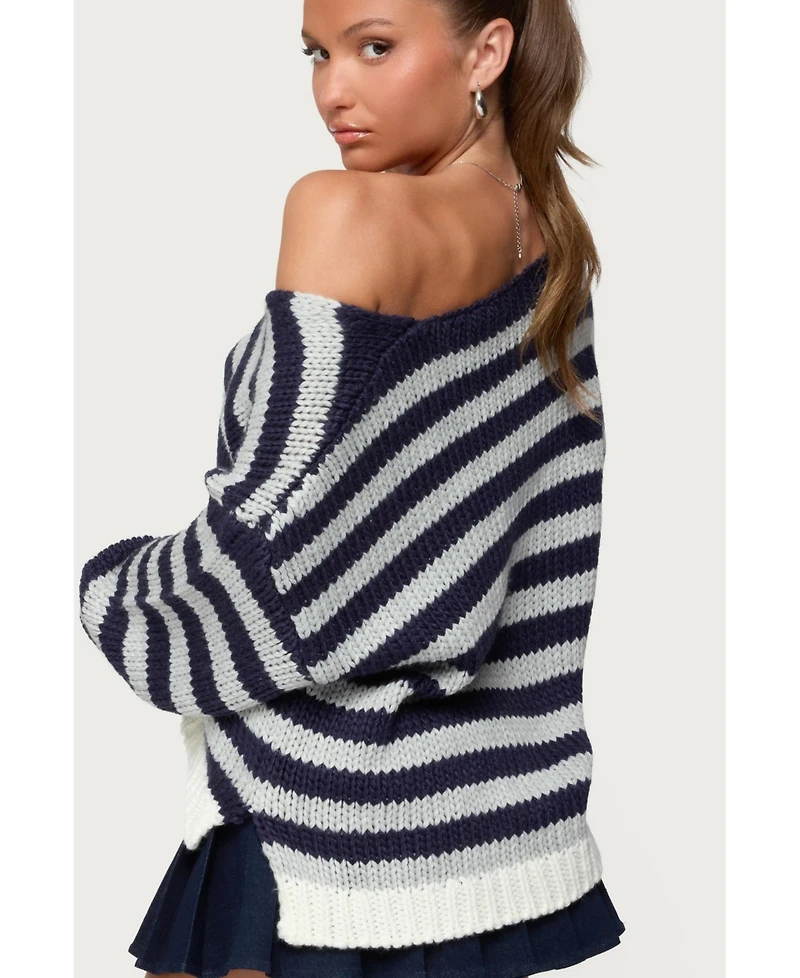 Edikted Women's Eugenie Oversized Striped Knit Sweater