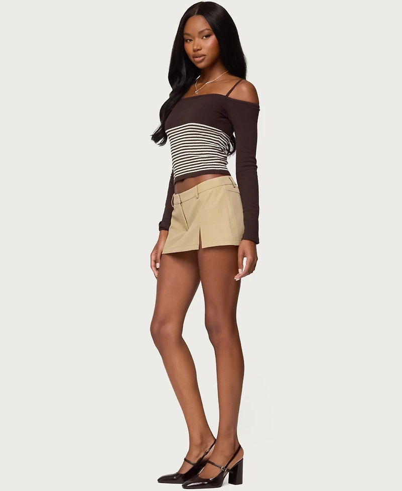 Edikted Women's Darya Striped Off Shoulder Knit Top