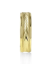 Men's Engraved Wedding Band in 14k Gold