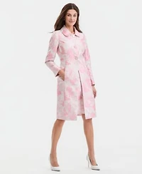 Kasper Womens Floral Jacquard Three Button Topper Empire Seam Dress
