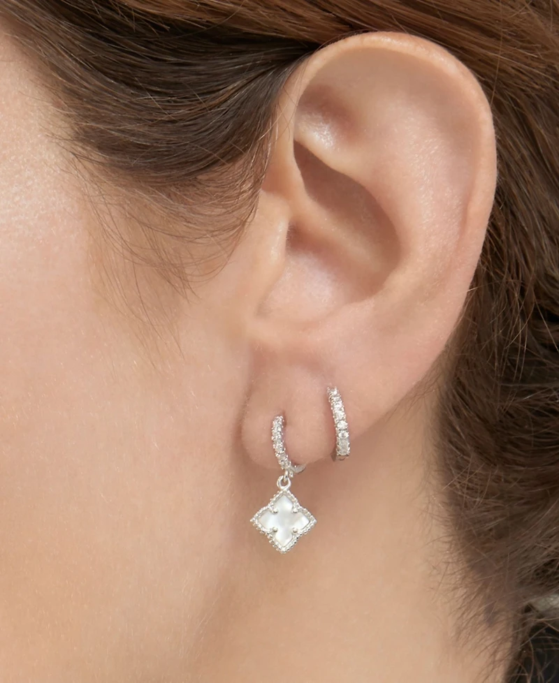 Adornia White Mother Of Pearl Huggie Set Earring