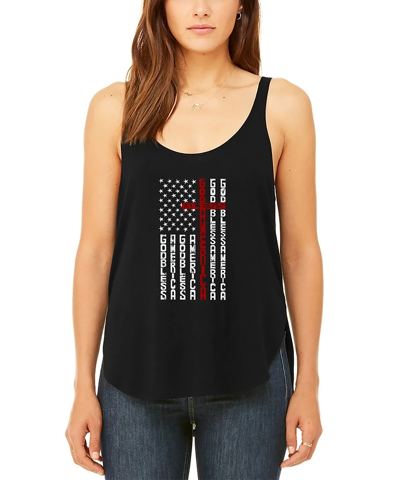 La Pop Art Women's Cross Flag Premium Word Flowy Tank Top