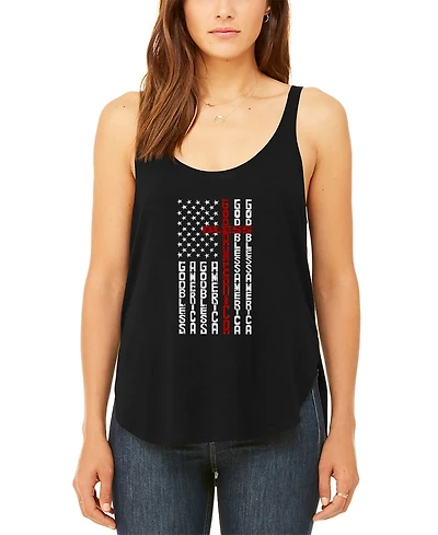 La Pop Art Women's Cross Flag Premium Word Flowy Tank Top