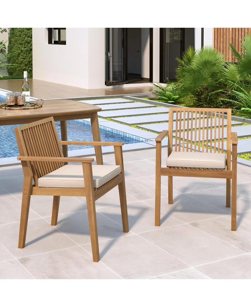 Streamdale Furniture Acacia Wood Patio Dining Chairs
