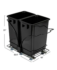 Household Essentials Glidez Steel Pull-Out Double 9 Gallon Plastic Trash Cans, Black