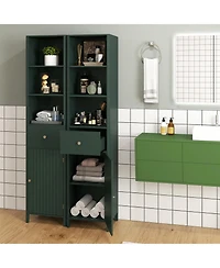 Slickblue Tall Narrow Bathroom Cabinet with Decorative Door Design