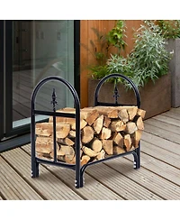 Sugift 2 Feet Outdoor Heavy Duty Steel Firewood Storage Holder