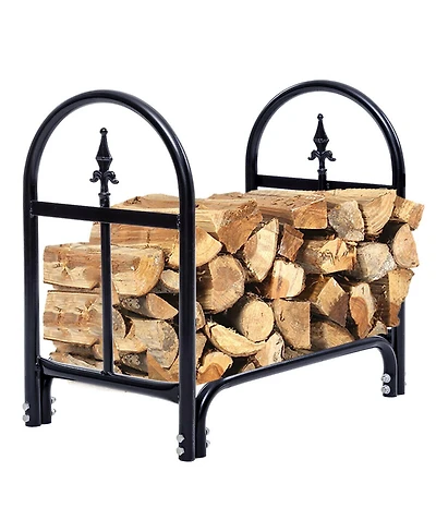 Sugift 2 Feet Outdoor Heavy Duty Steel Firewood Storage Holder