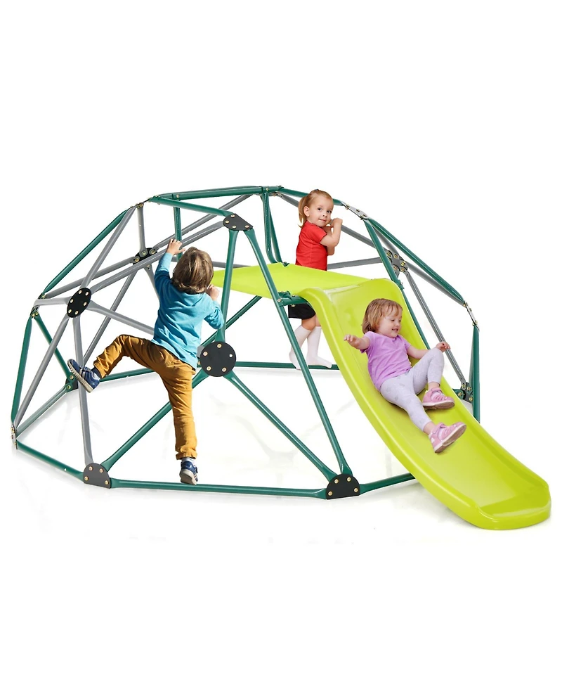 Skonyon Kids Climbing Dome with Slide and Fabric Cushion for Garden Yard-Green