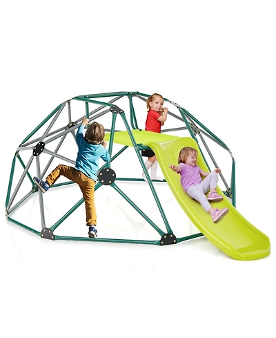 Skonyon Kids Climbing Dome with Slide and Fabric Cushion for Garden Yard-Green