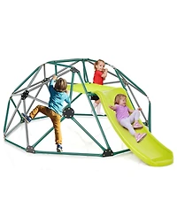 Skonyon Kids Climbing Dome with Slide and Fabric Cushion for Garden Yard-Green