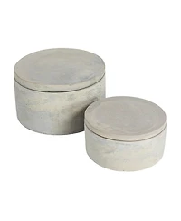 Storied Home Contemporary Cement Boxes with Lids, Grey, Set of 2