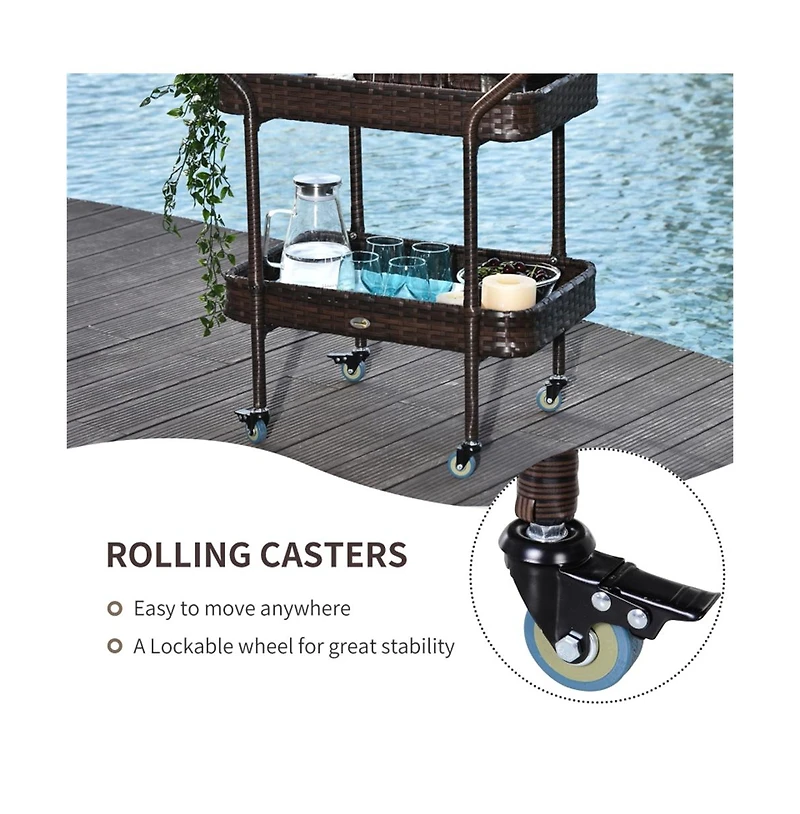 Slickblue Portable Outdoor Grill Cart with Prep Space and Storage