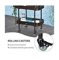 Slickblue Portable Outdoor Grill Cart with Prep Space and Storage