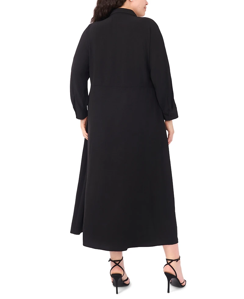 Msk Plus Button Front Collar Midi Shirtdress