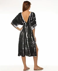 Raviya Women's Tie-Dyed Braid-Trim V-Neck Cover-Up Dress