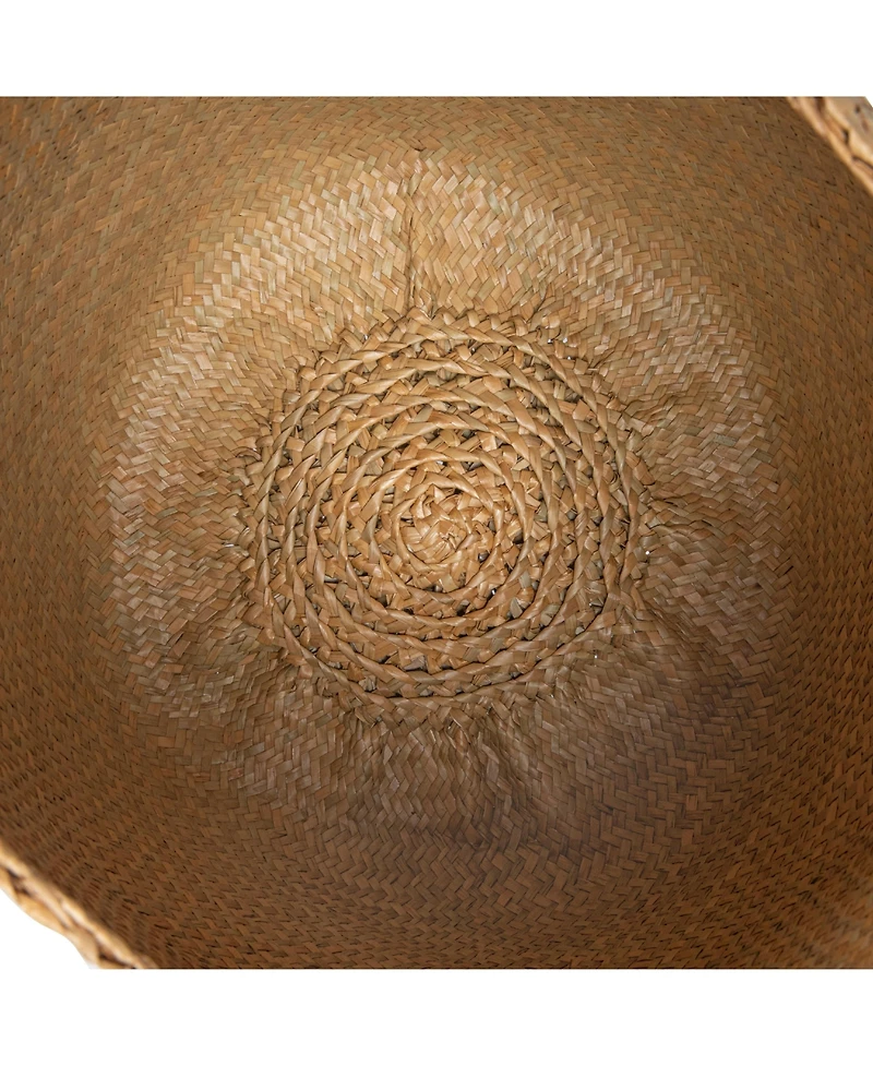 Storied Home Set of 2 Round Seagrass Storage Baskets with Handles
