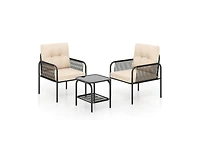 Slickblue 3 Pieces Outdoor Rattan Furniture Conversation Set