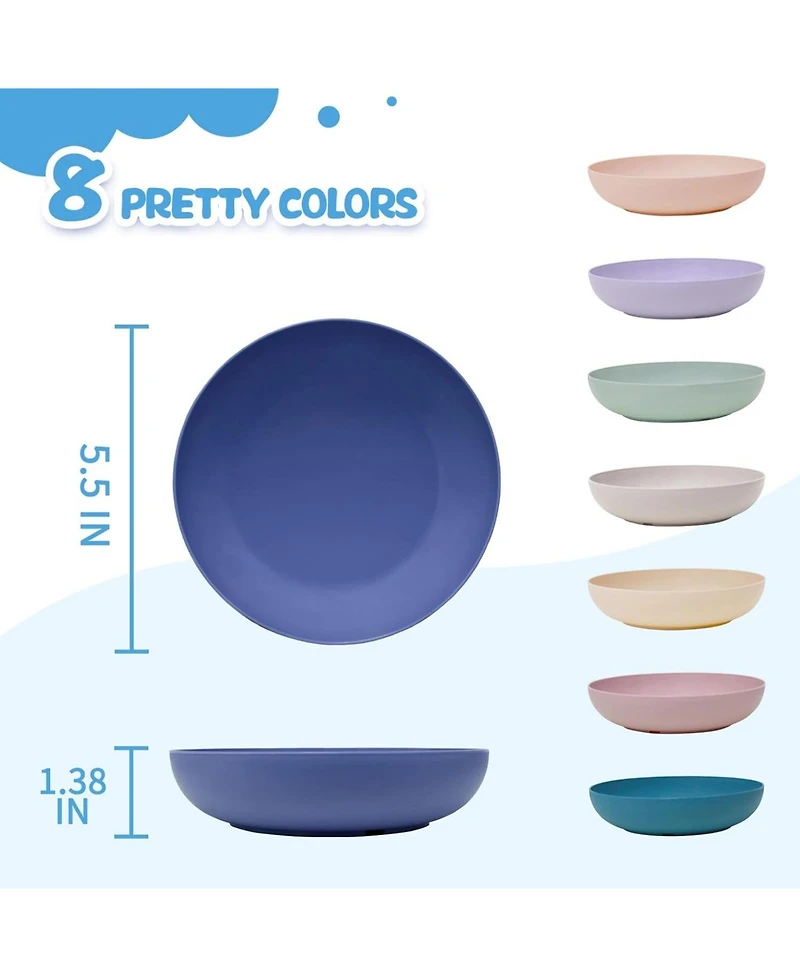 Wopet 8 Pack Cat Dishes Whisker Friendly Shallow Wide Pet Food and Water Bowl Durable Wheat Straw Cat Bowls for Indoor Outdoor Cats