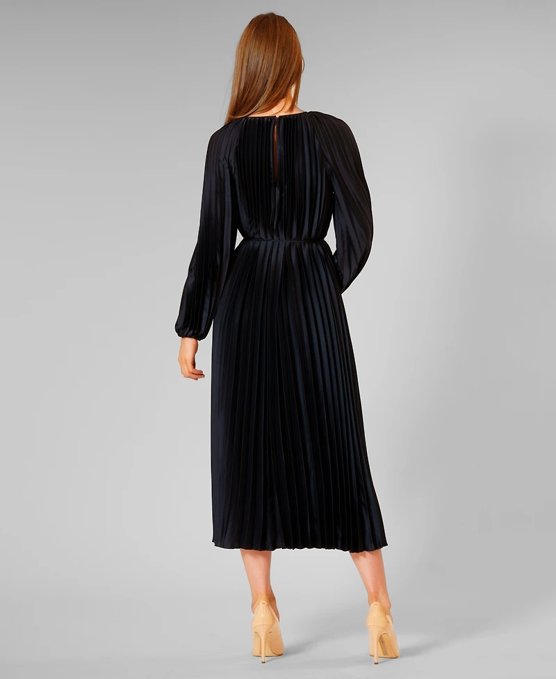 julia jordan Women's Pleated Long-Sleeve Dress