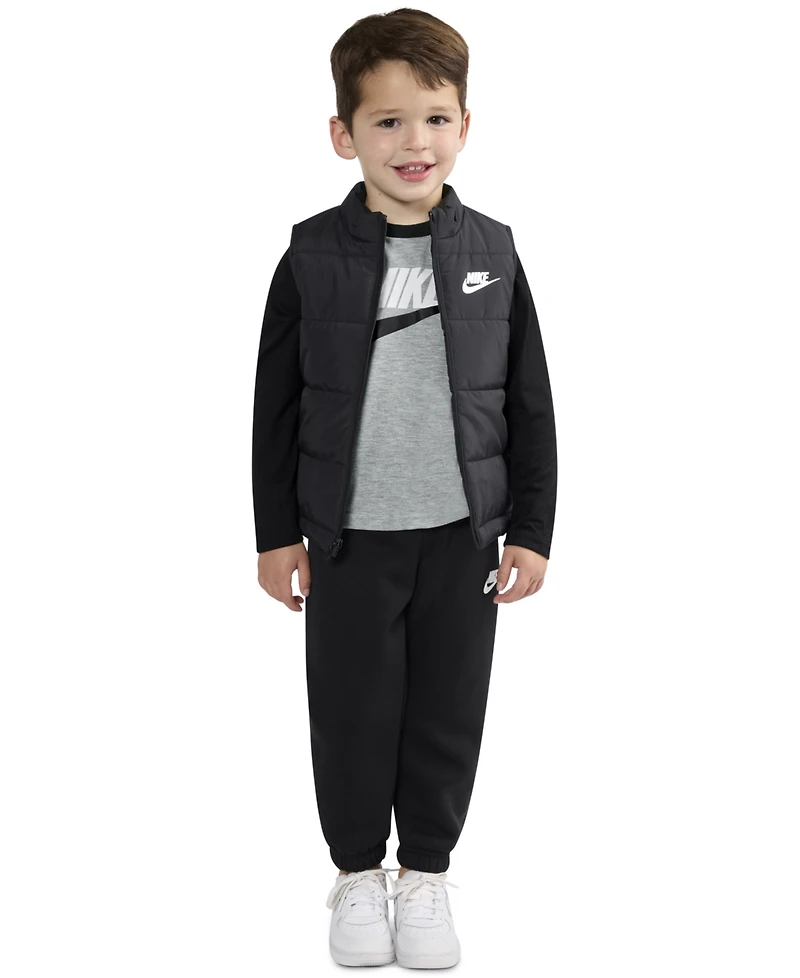Nike Toddler Boys 3-Piece Solid Vest, Long Sleeve T-shirt and Pants Set