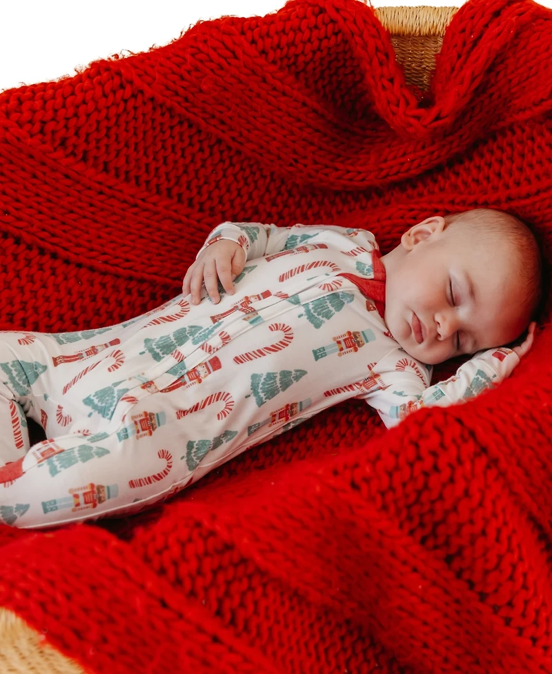 Copper Pearl Baby Boys' and Girls' Nicholas Printed Zip-Up Footed Pajamas