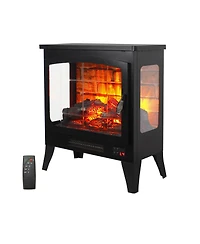 Flynama 21 inchThree-sided Freestanding Electric Fireplace Stove heater with 3D Flame effect with remote control