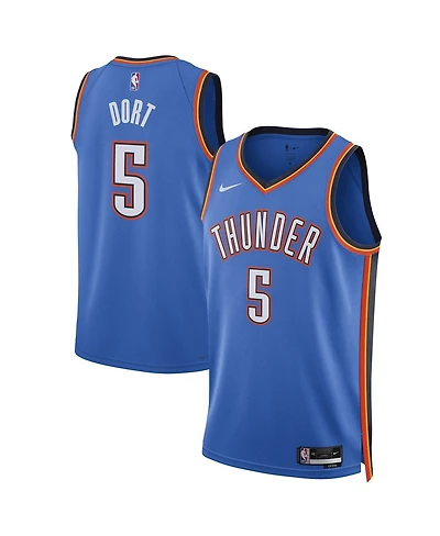Nike Men's and Women's Luguentz Dort Blue Oklahoma City Thunder Swingman Player Jersey - Icon Edition
