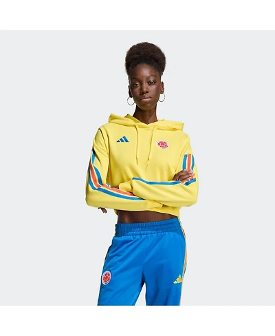 Adidas Women's Yellow Colombia National Team Fifa x World Cup Alphaskin Cropped Hoodie