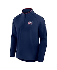 Men's Navy Columbus Blue Jackets Authentic Pro Rink Training Quarter-Zip Pullover Sweatshirt