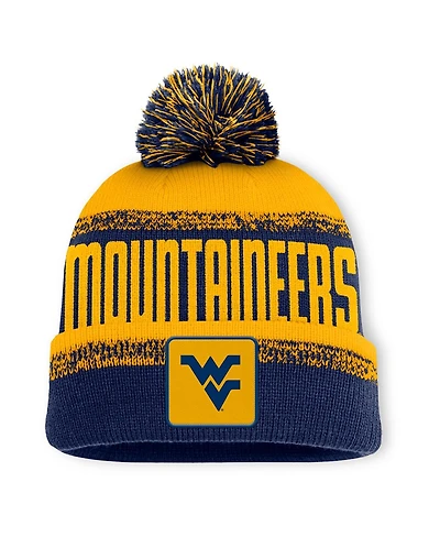 Men's Navy/Gold West Virginia Mountaineers Thrive Cuffed Knit Hat with Pom