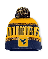 Men's Navy/Gold West Virginia Mountaineers Thrive Cuffed Knit Hat with Pom
