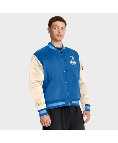 Nike Men's Blue/Cream Detroit Lions Rewind Legacy Full-Snap Bomber Jacket
