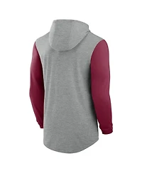 Nike Men's Gray/Garnet Florida State Seminoles Basketball Color-Block Tri-Blend Dri-fit Long Sleeve Hoodie T-Shirt