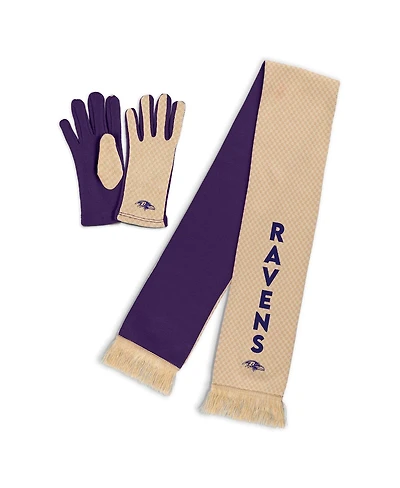 Wear by Erin Andrews Women's Baltimore Ravens Tonal Microcheck Scarf Glove Set
