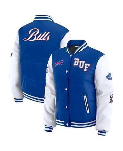 Wear by Erin Andrews Women's Royal Buffalo Bills Varsity Full-Snap Puffer Jacket
