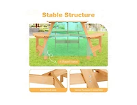 Slickblue Kids Wooden Picnic Table and Bench Set with Umbrella Hole