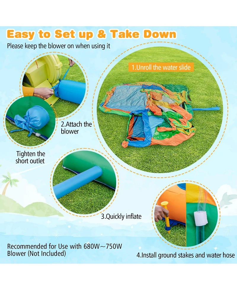 Skonyon Kids Inflatable Water Slide for Yard Lawn