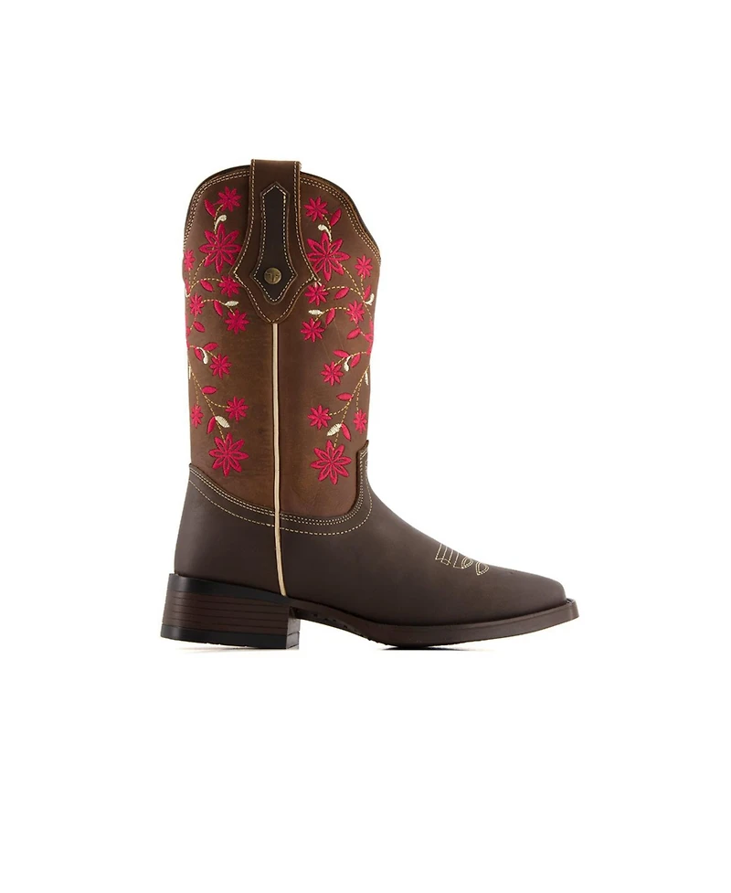 Forastero Women's Authentic Leather Flowers Embroidery Western Boots 93658