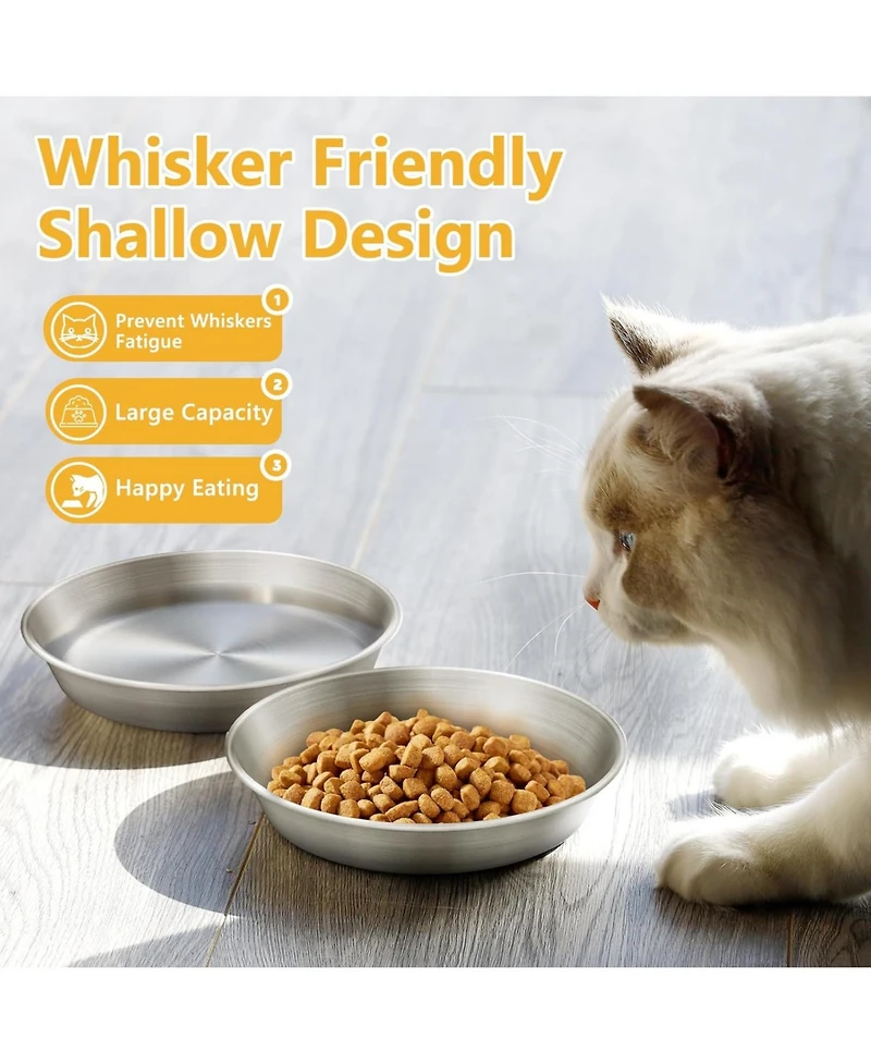 Wopet 6 Pack Stainless Steel Cat Food Bowls Deep Whisker Friendly Non Slip Silicone Base Easy Clean Indoor Feeding Dishes 59 Inch