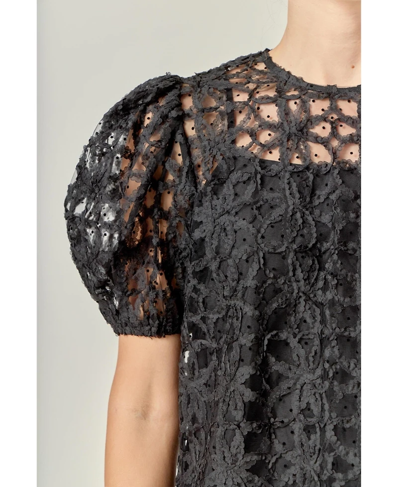 English Factory Women's Floral Texture Top