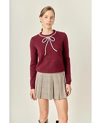 English Factory Women's Rhinestone Bow Knit