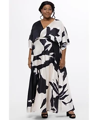 Celebrations by Sydney's Closet Women's V-Neck Satin Print Maxi Gown