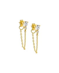 By Adina Eden Double Cubic Zirconia Chain Front Back Stud Earring