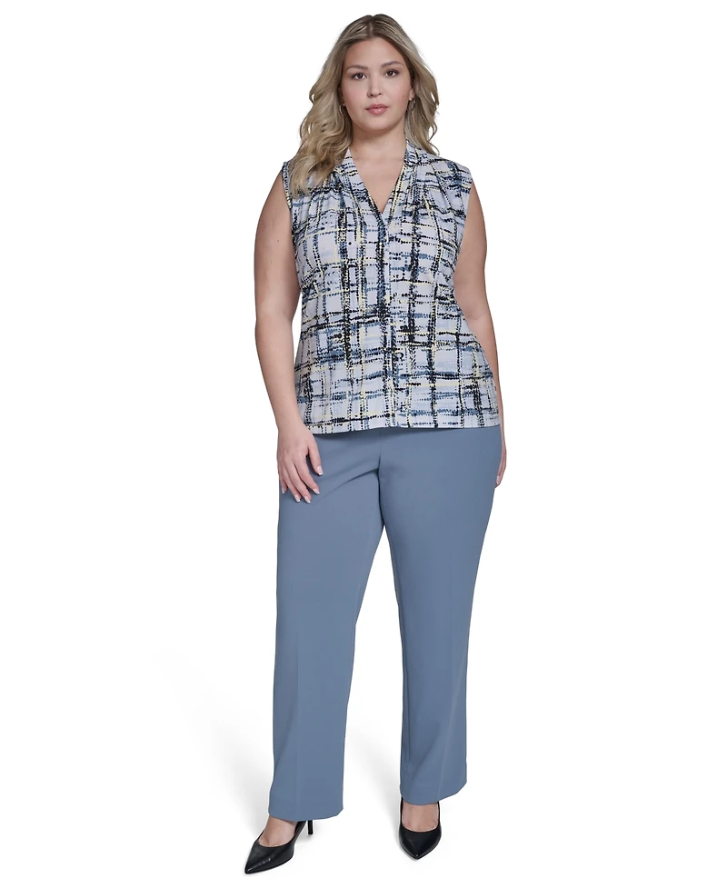 Calvin Klein Plus Printed Sleeveless V-Neck Top