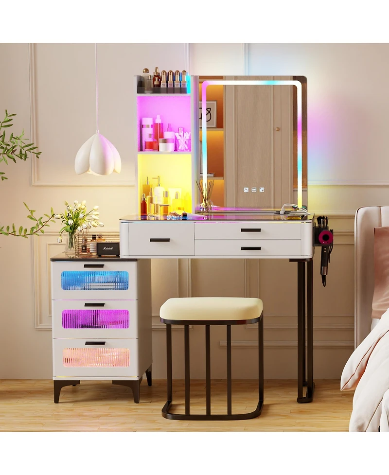 Vlsrka Vanity Makeup Desk with Mirror and Lights