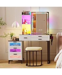 Vlsrka Vanity Makeup Desk with Mirror and Lights