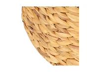 Household Essentials Round Handwoven Water Hyacinth and Seagrass Basket with Handles, Natural